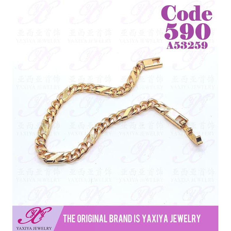 Terlaku Gelang Rantai Dewasa Perhiasan Imitasi Lapis Emas 18K 590 - Emas