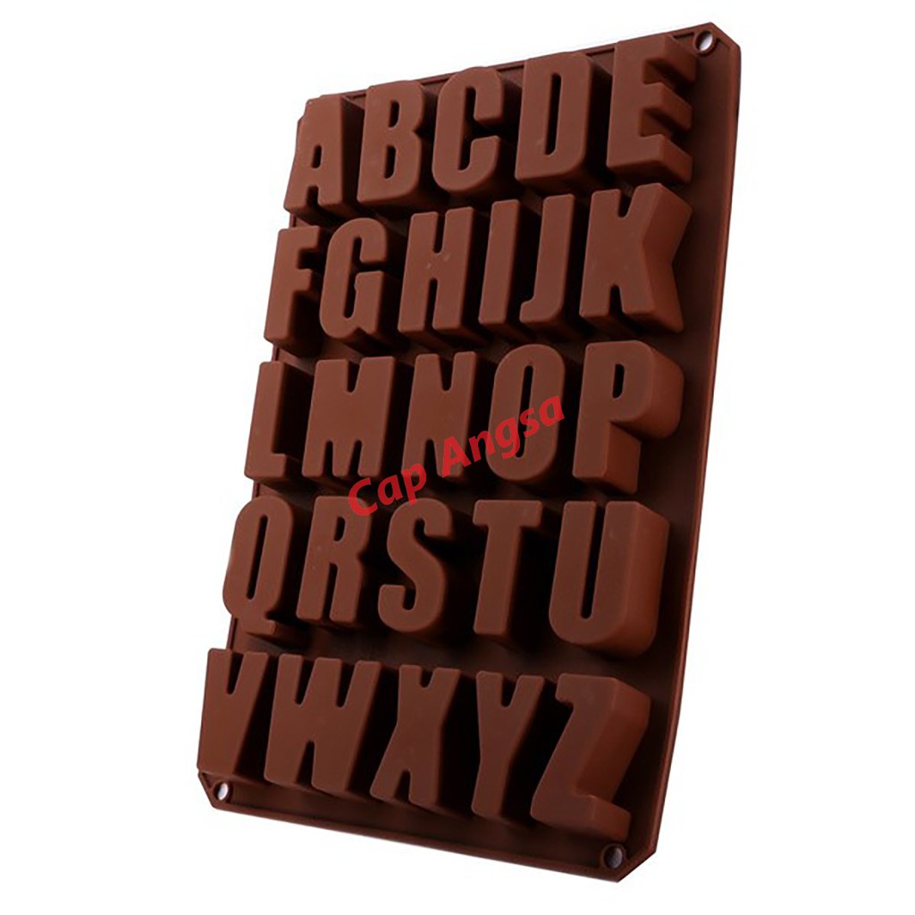 CETAKAN HURUF FONDANT KUE CETAKAN KUE SILIKON SILICONE PLASTIK MOULD 26 ALPHABET HURUF MOLD