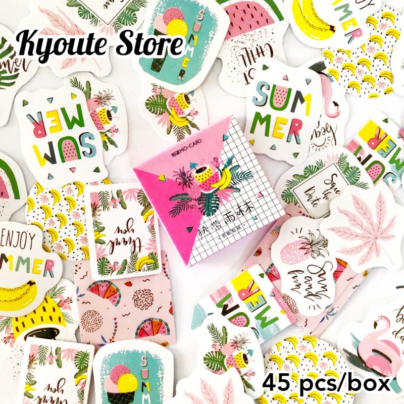 

45 pcs Sticker Musim Panas Journal Scrapbook Fresh Summer Pink Aesthetic Estetik Dekorasi Diary Surat