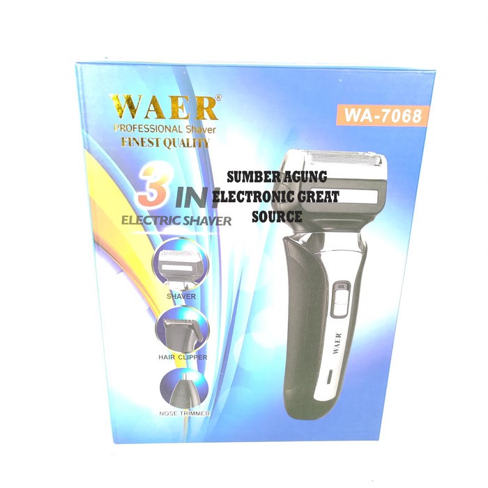 Waer WA7068 Shaver 3in1 Pencukur Jenggot Clipper Rambut Nose Trimmer