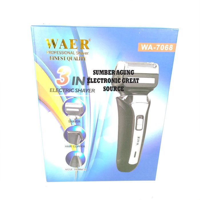 Waer WA7068 Shaver 3in1 Pencukur Jenggot Clipper Rambut Nose Trimmer