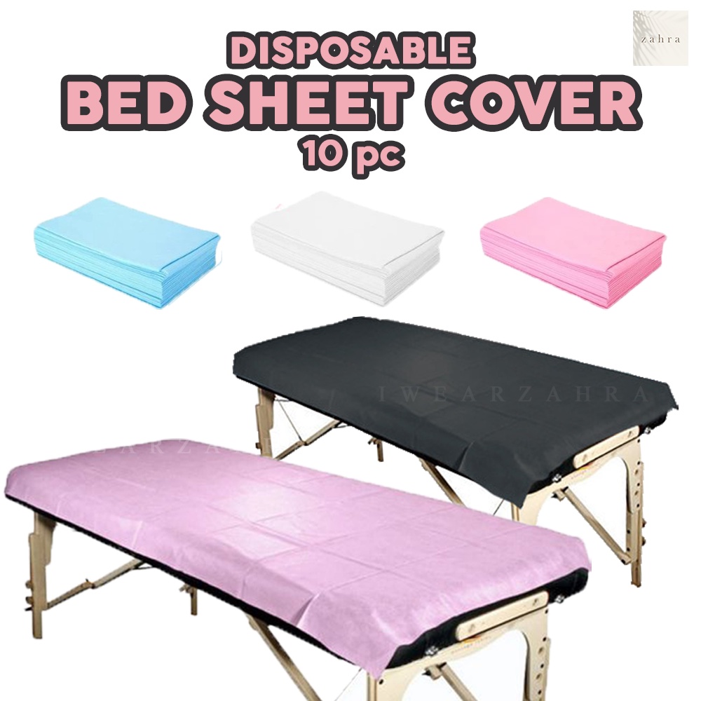 BED SHEET COVER 10 pcs - Disposable Facial Pijat Sulam Eyelash Extension Salon Dental Dokter Gigi Rumah Sakit Massage Pijet Bed Pad Nail Art Sekali Pakai Safety Cover Langsung Buang Non Woven Spunbound Alas Tempat Tidur Kursi