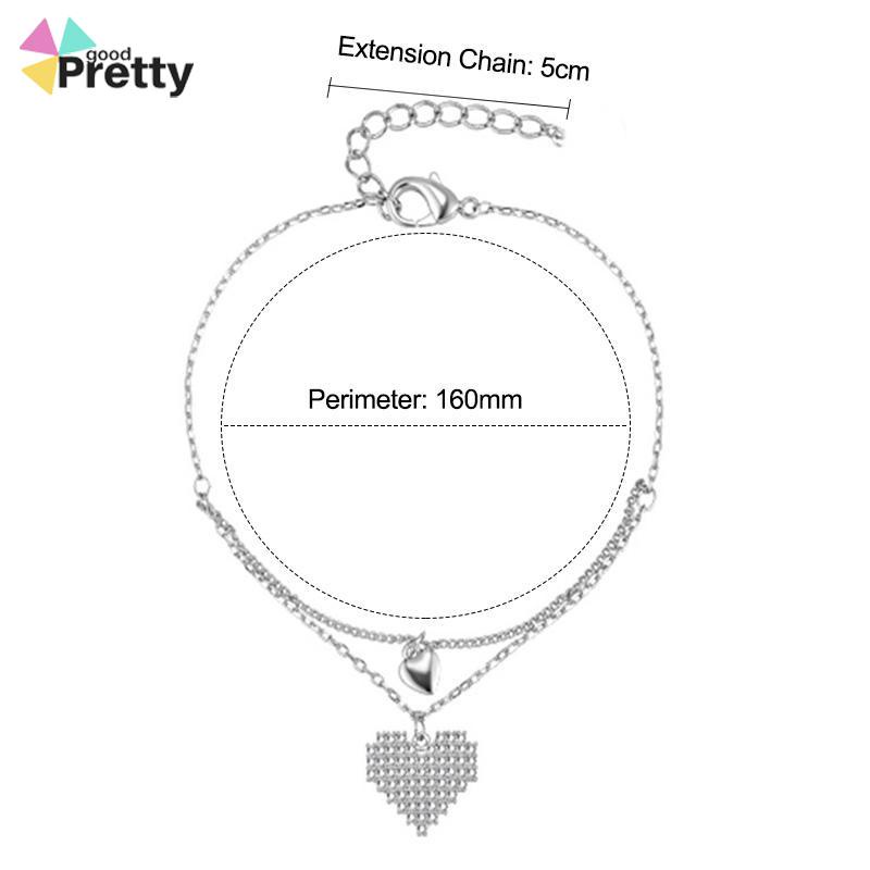 Double Layer Love Bracelet Light Luxury Niche Design Girlfriends Diamond Gelang - PD