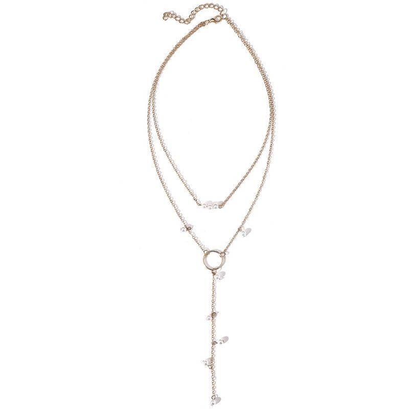 Senada Victory Kalung Rantai Panjang Juntai Mutiara Aksesoris Wanita SKM010