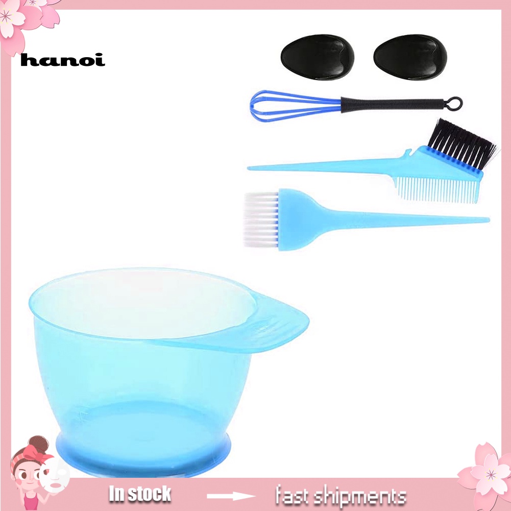 Han_ 5Pcs / Set Mangkuk + Kuas + Sisir + Penutup Telinga Untuk Cat Rambut Profesional