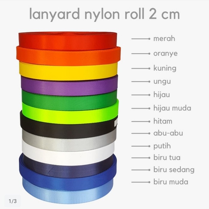 TALI ROLL NYLON 2 cm / bahan lanyard polister nilon nylon / pita tali idcard roll polister kalung pita nilon lebar 2cm