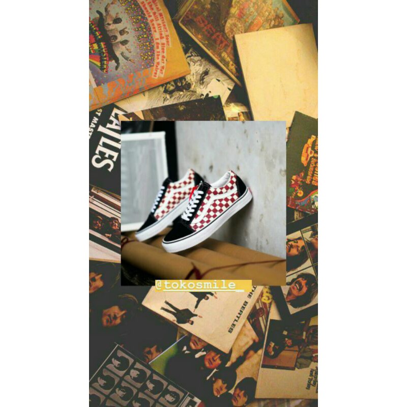 Vans Oldskoool Classic Checkboard Black Red