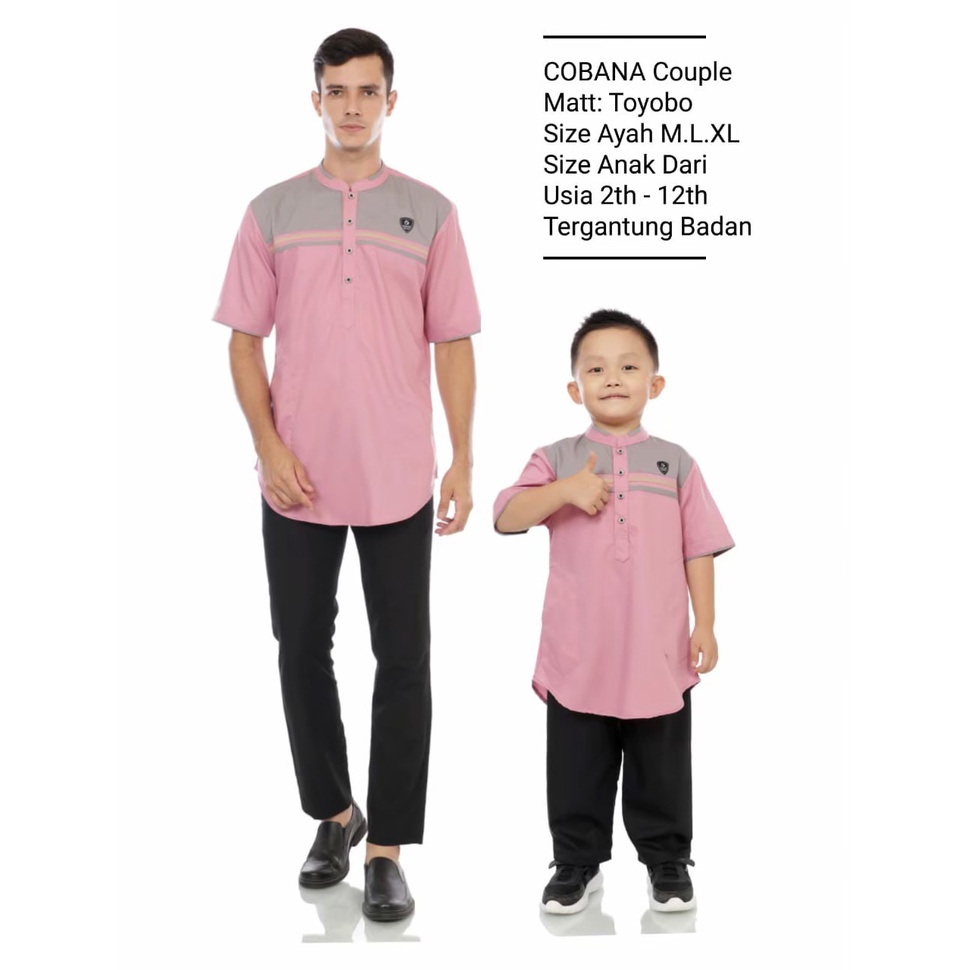 Cobana Moslem Baju Koko Kurta Couple Anak & Ayah Cobana Lengan Pendek