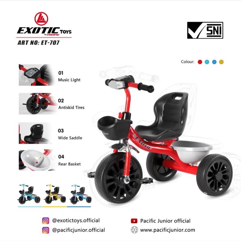 Sepeda Anak Tricycle Exotic ET 707 Sepeda Tiga Roda