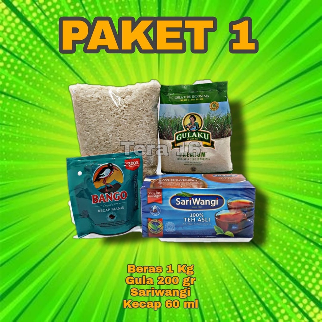 

paket 1/ paket sembako/ beras /gula /teh /kecap/ paket murah/ hemat /bandung