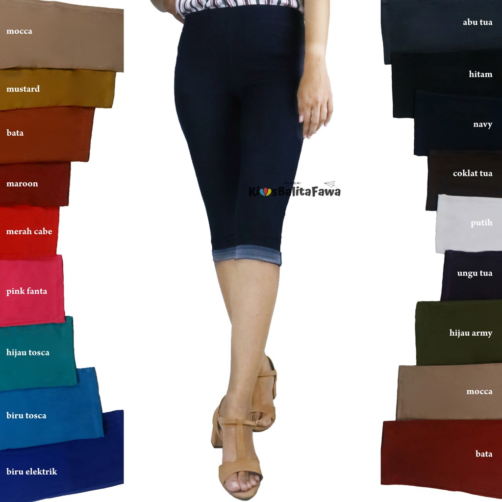 Jegging Laudya Uk Standart fit to M / PREMIUM Panjang 3/4 Polos Denim Semi Jeans Pendek Import Tebal