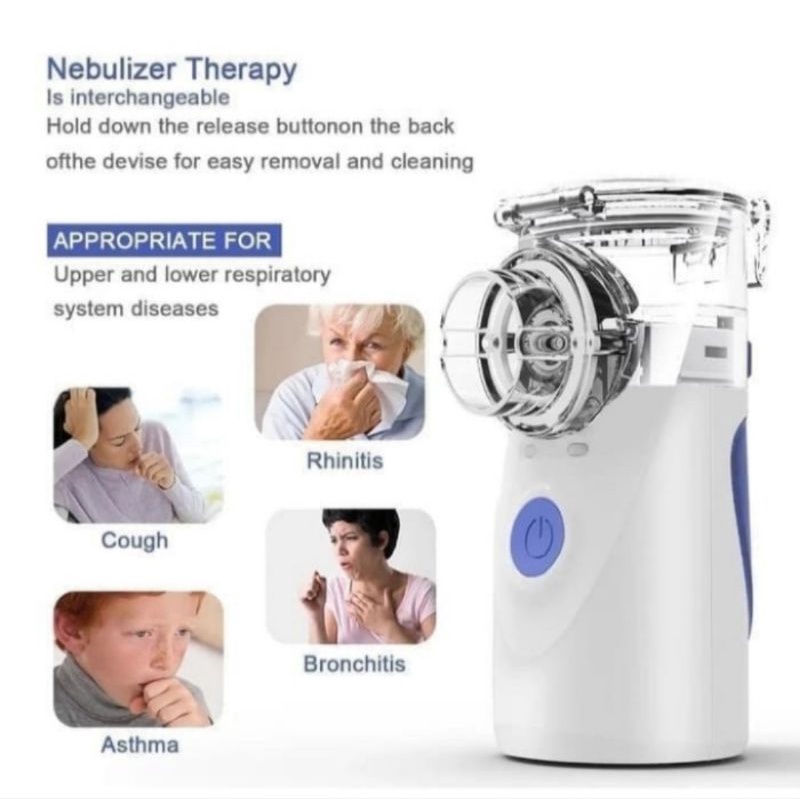 NEBULIZER MESH INHALER ALAT BANTU PERNAPASAN PORTABLE USB TERAPI ASMA SESAK NAPAS MESH