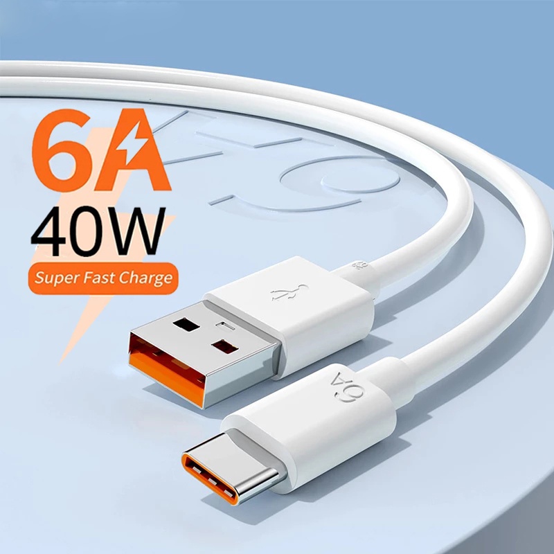 Kabel Data / Fast Charging USB Tipe-C 6A Panjang 2m Untuk Huawei Mate 40 &amp; Xiaomi