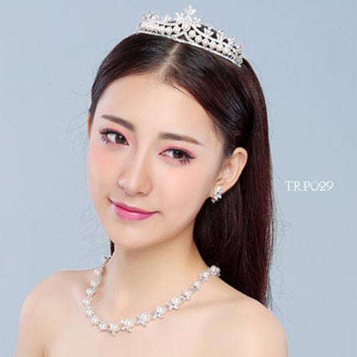 [STOK TERBATAS] TIARA PENGANTIN BRIDAL CROWN WEDDING PESTA MUTIARA PUTIH TRP029