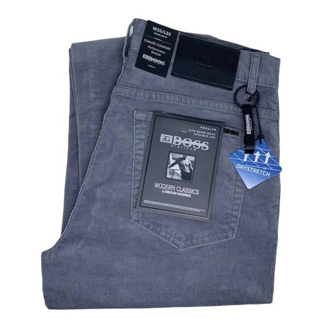 Celana Pria Corduroy Stretch ZG BOSS Grey - Regular Fit