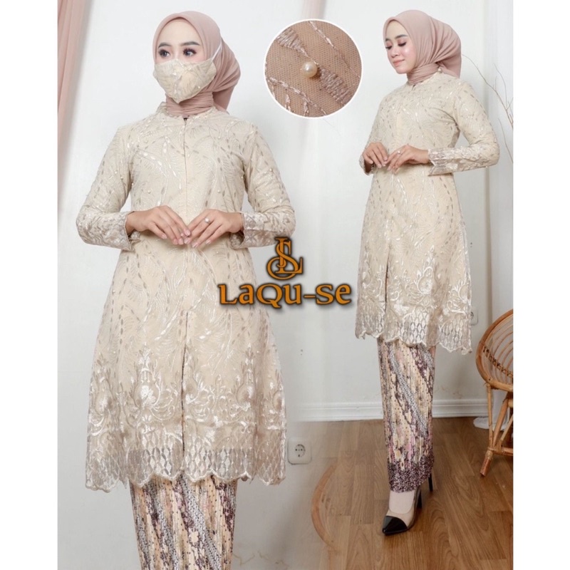 Setelan Kebaya Tunik Brukat Rok Batik Instant Modern Gaun Kondangan Wanita Terbaru By Laquse_kebaya2