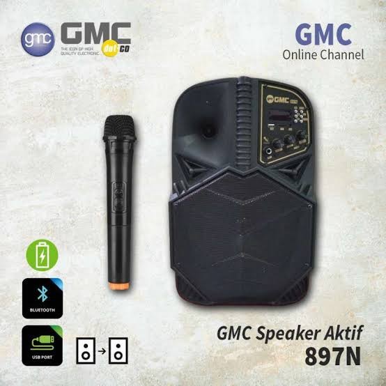 Speaker Portable GMC 897N Bluetooth 8 Inch + FREE Mic Wireless
