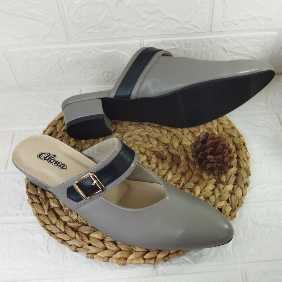 sepatu bustong wanita big size heels grey zagib sendal sandal cewek ukuran besar jumbo