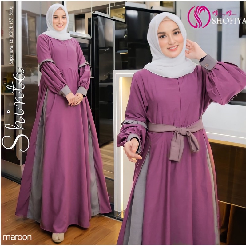 (COD) Shinta Dress/ Gamis moscrape / Gamis Terbaru Termurah/ Gamis Muslimah / Gamis Shofiyah-Dove x Abu