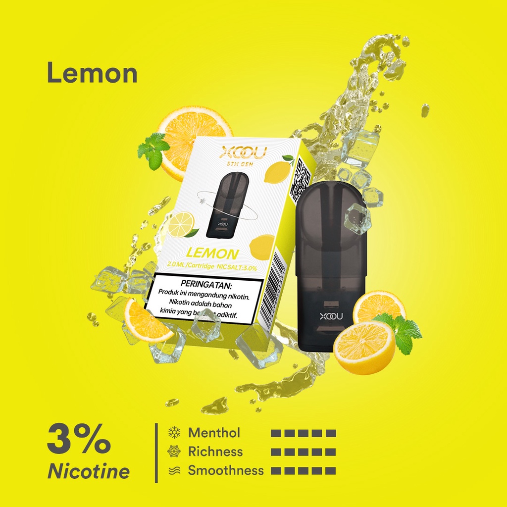 [PNCSID] [RELX COMPATIBLE] XOOU Mint Flavour Pods / Cartridge - Lemon