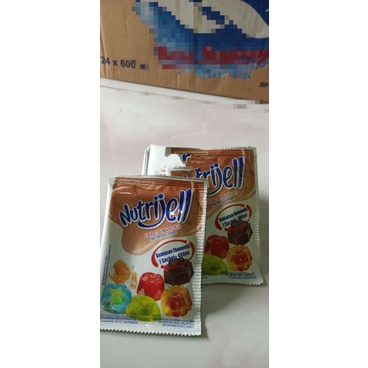 

Nutrijell rasa coklat kemasan ekonomis 1 sachet =400ml netto 20gr