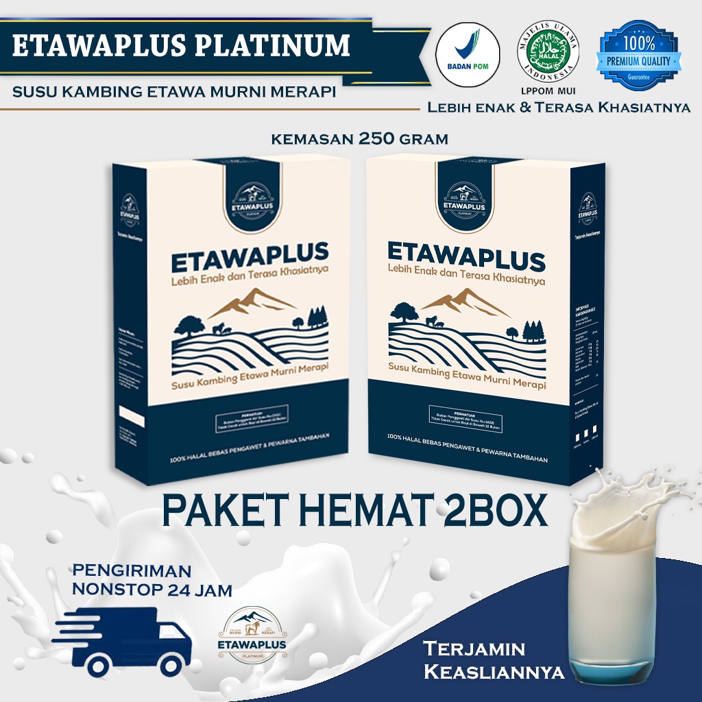 Etawaplus Platinum Kolostrum Paket Hemat 2 BOX 500gram / Susu tulang kuat / Susu pernafasan / Susu Kecerdasan anak / Etawaku / Etawaku Platinum / Susu kambing etawa / susu etawa murni kemasan 250gram