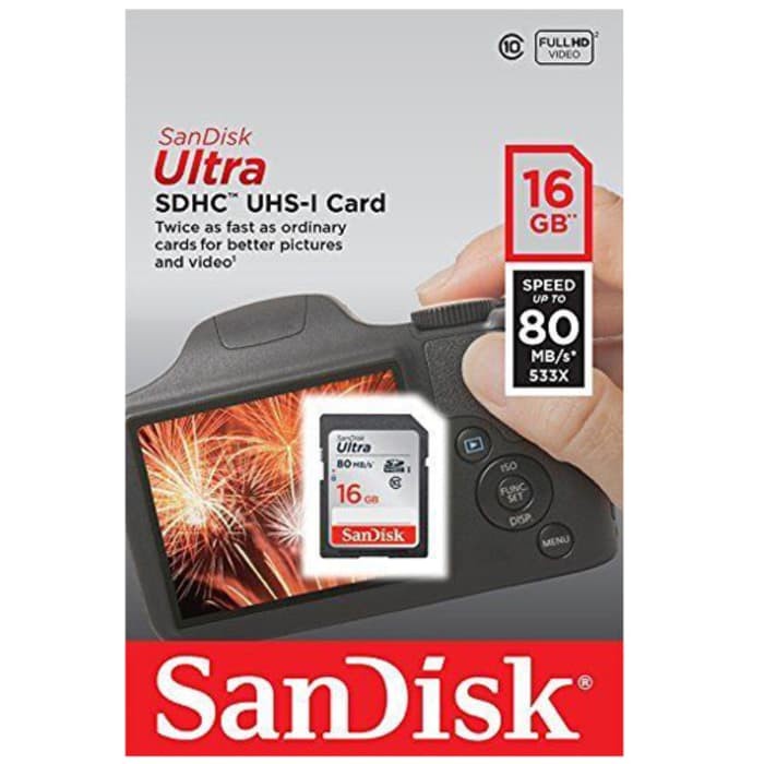 Sandisk Ultra SD CARD / SDCARD SDHC 16GB Class 10 80MB/s