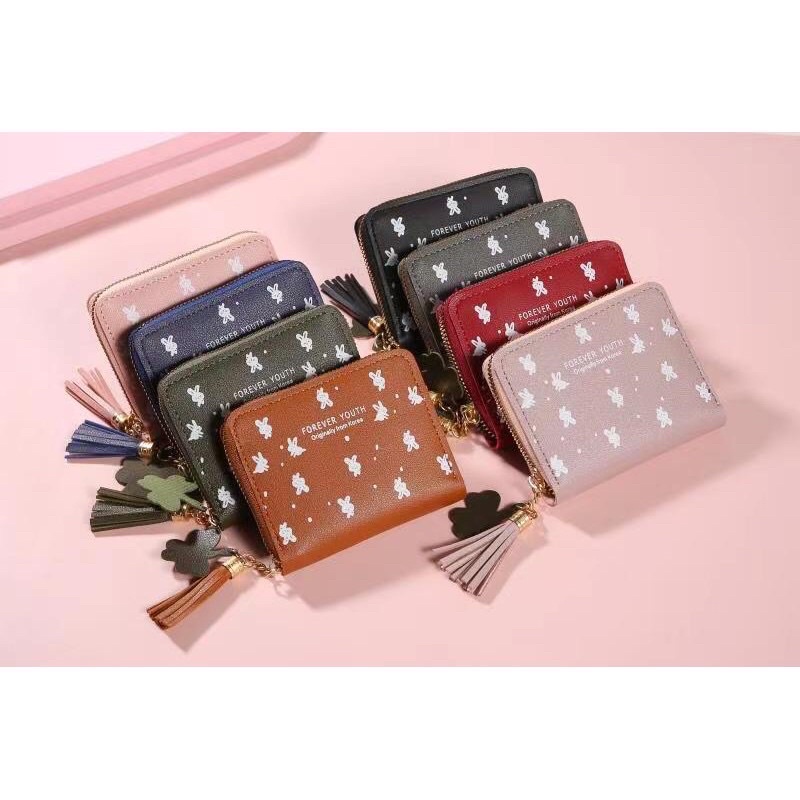 Dompet Wanita Koin &amp; Uang Motif Kelinci - Dompet Import