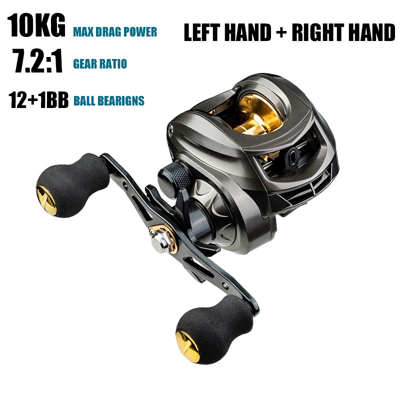 【Ready 】7.2:1 8-10KG Max Drag Saltwater Baitcasting Reel Pancing 12+1BB Stainless Ball Pancing Premium Standard Rell   Fishing Reel Gear Ratio