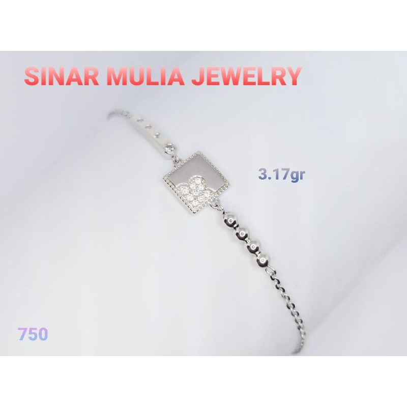 GELANG RANTAI MODEL KOTAK MATA EMAS PUTIH ASLI