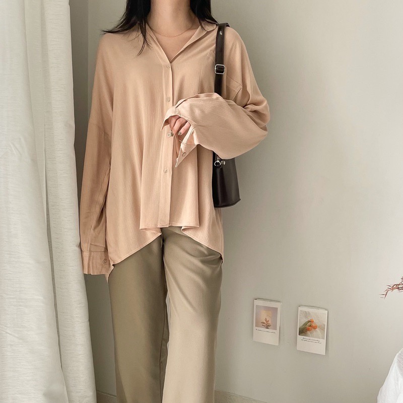 BEFAST - ZFS OOTD Wanita Kemeja DYAR / JOLENE XXL OVERSIZE POCKET RAYON DIAMOND SHIRT / Fashion Casual Wanita / Kem Lengan Panjang / Kemeja Kerja / OOTD Remaja Wanita / Atasan Kemeja Polos Formal