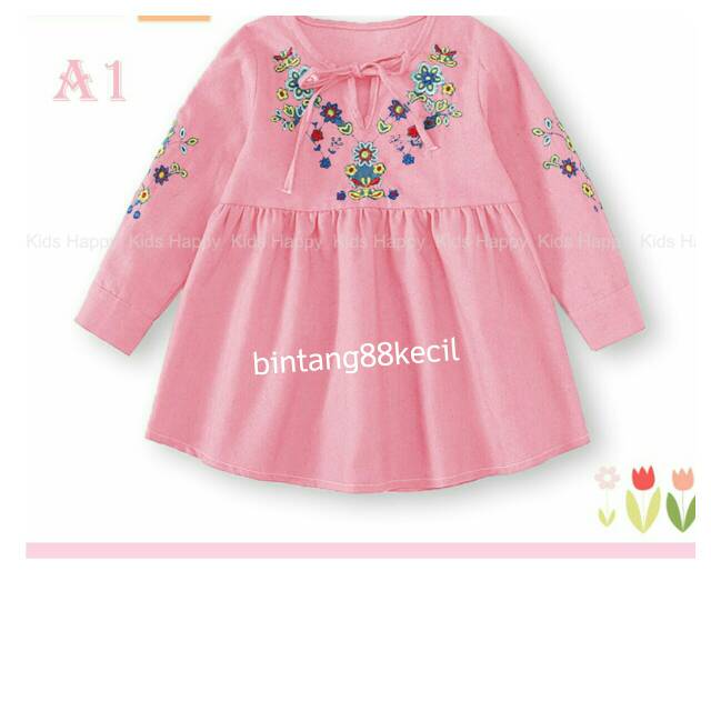 Tunik pink bordir impor