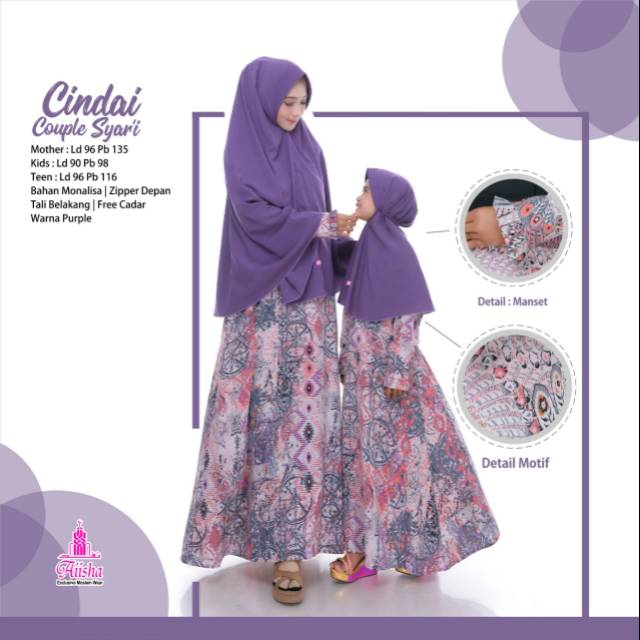 CINDAI COUPLE SYARI MOM AND KIDS BY AIISHA
