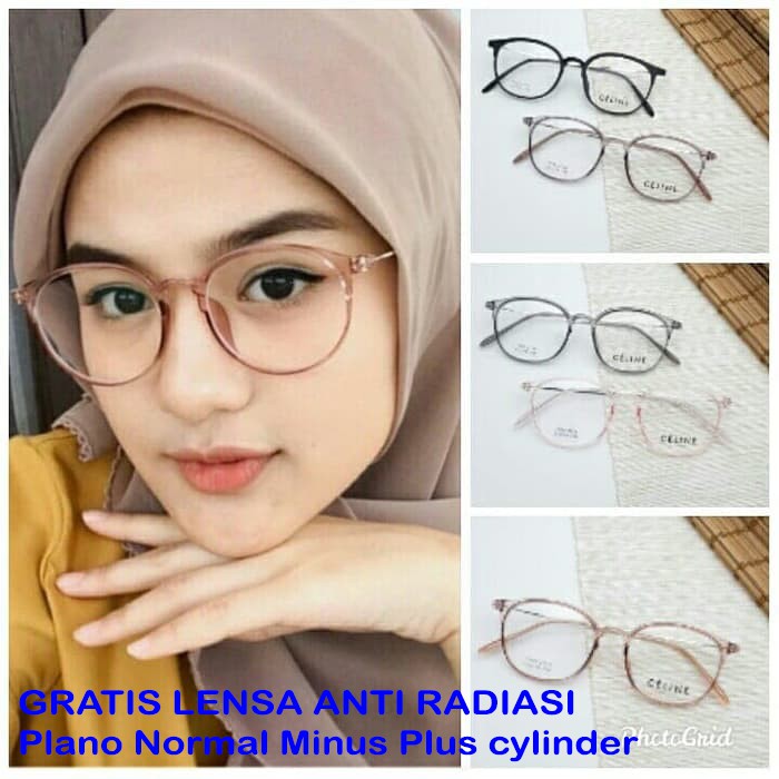 Frame Kacamata Normal Minus Baca Korea + Lensa Anti Radiasi 2124 Pria Wanita Murah