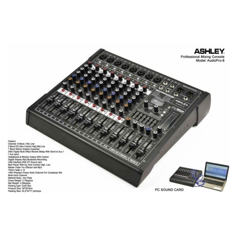 MIXER 8 CHANNEL ASHLEY AUDIO PRO 8 ORIGINAL