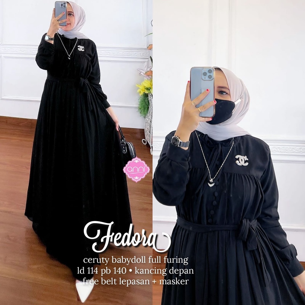 FEDORA DRESS/DRESS MAXI KEKINIAN/DRESS MAXI TERBARU/MAXI DRESS MURAH/MAXI DRESS POLOS/MAXI DRESS TALI PINGGANG