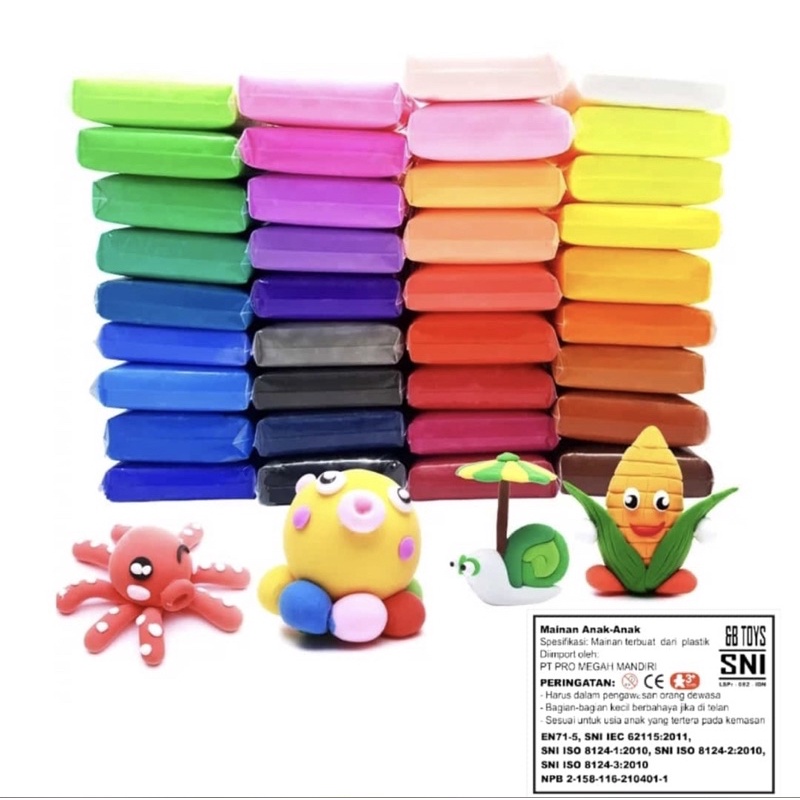 Clay Polymer Mainan Anak (12 pcs) Edukasi SLIME Clay Dough Colour Play