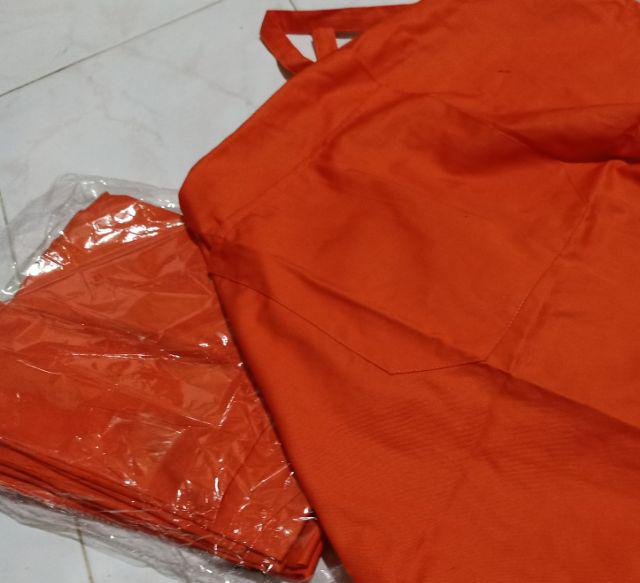 Apron Celemek Polos Dewasa Unisex Bahan Drill Orange