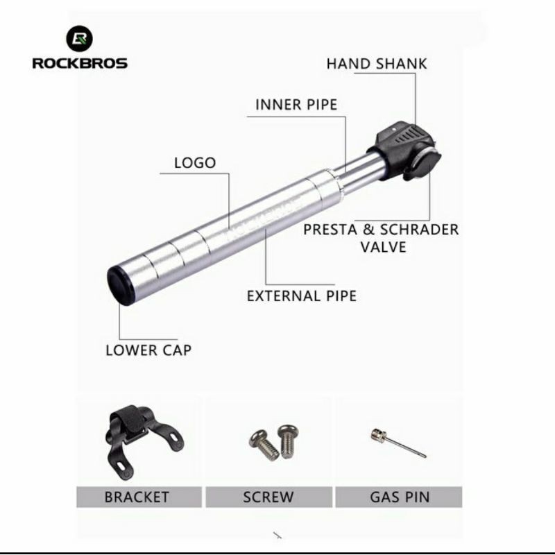 Rockbros JG1040 Bike Portable Mini Pump pompa sepeda mini 100 psi