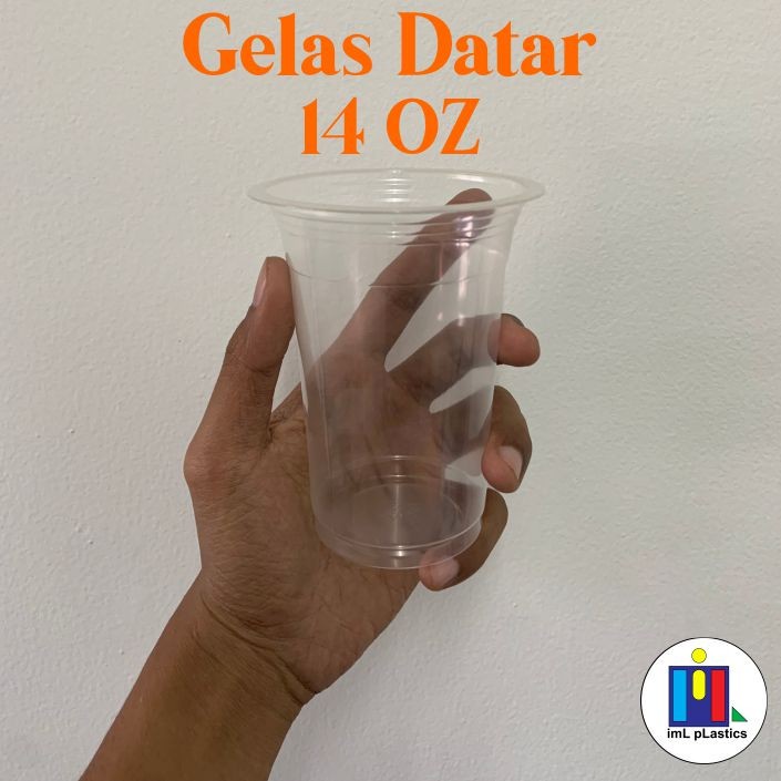 GELAS CUP SUPER BUBBLE / GELAS DATAR PLASTIK 14 OZ - ISI 50PCS