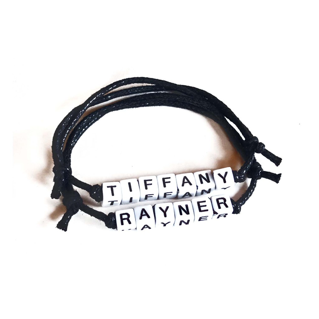 Gelang Nama Monochrome Kotak Putih Custom | White Monochrome Words Bracelet Handmade