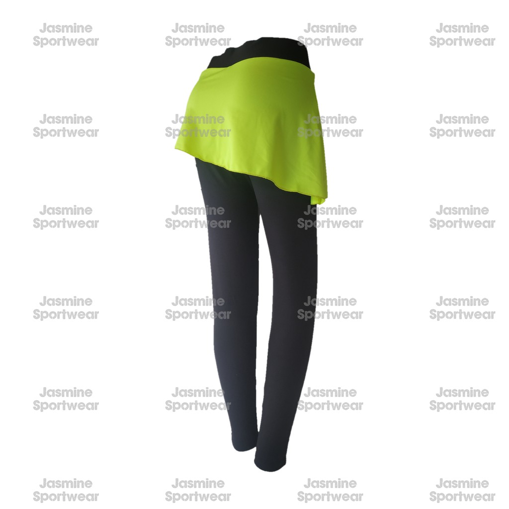 Legging Rok Senam Zumba Balet Yoga / Irreguler Legging Skirt-HITAM ROK STABILO
