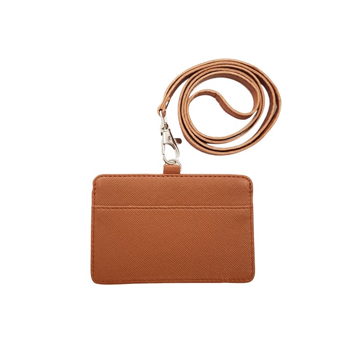 

Cuci Gudang Name Tag Horizontal Kulit Lanyard Landscape Pu Leather Id Card Holder Sale!!!