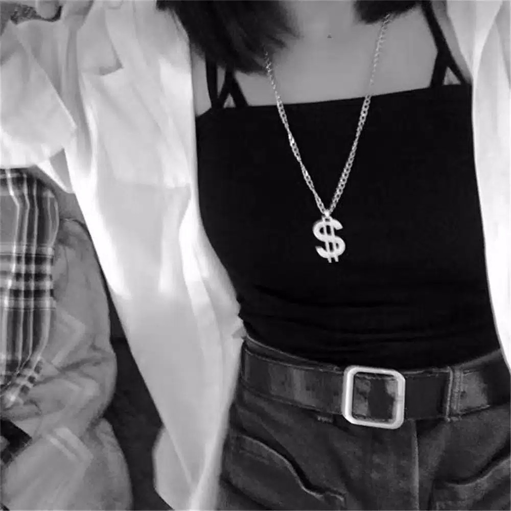 Kalung HipHop Rantai Dengan Liontin Dollar Gaya HipHop Fashion Pria dan Wanita