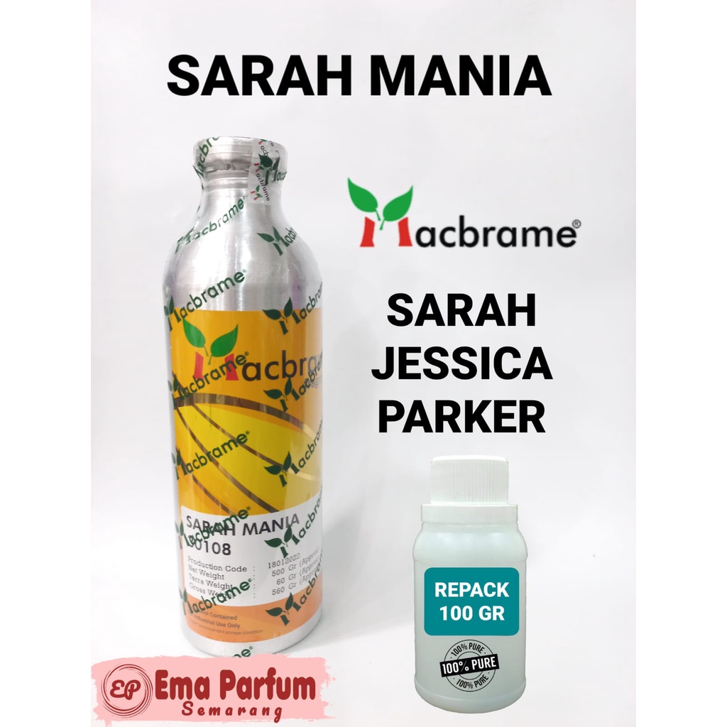 (100 GR REPACK) SARAH MANIA MACBRAME REPACK 100 GRAM. BIBIT PARFUM MURNI LOVELY SARAH JESSICA PARKER