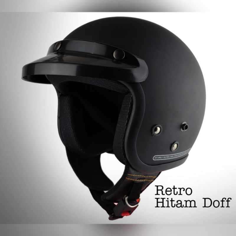 Helm Motor Bogo Retro Hitam Doff CFM