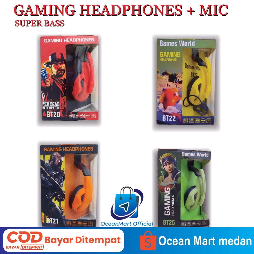 Headphone Gaming World Series MIC PC Mobile Phone Super Bass Aksesoris Handphone HP OCEANMART OCEAN MART Murah Grosir