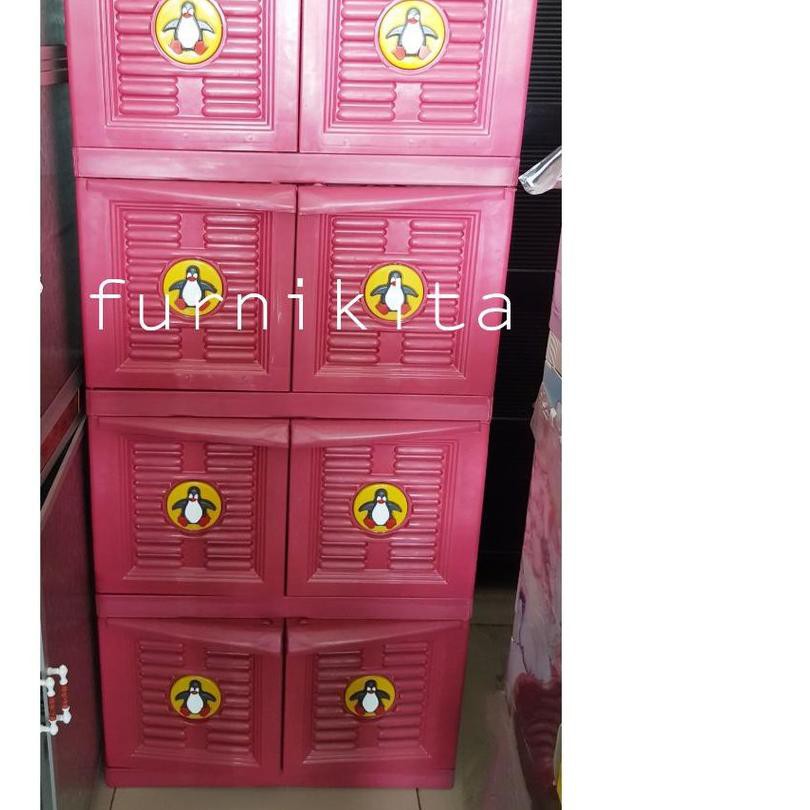 ♕ LEMARI PAKAIAN PLASTIK SUSUN 4 GAMBAR TIMBUL ♗