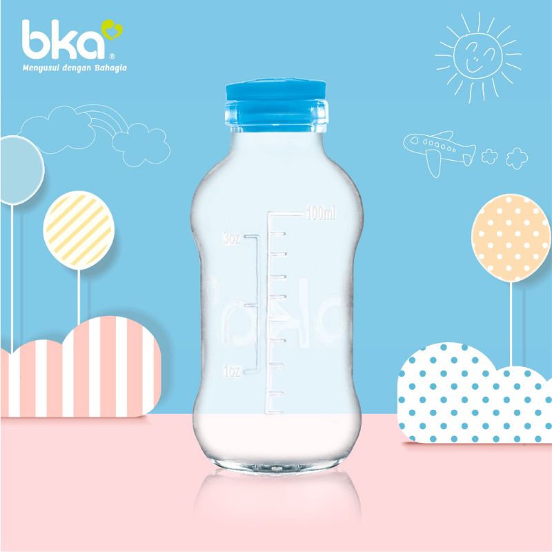 BKA Botol Kaca ASI Tutup Karet isi 16 pcs 100 ml Breastmilk Glass Bottle