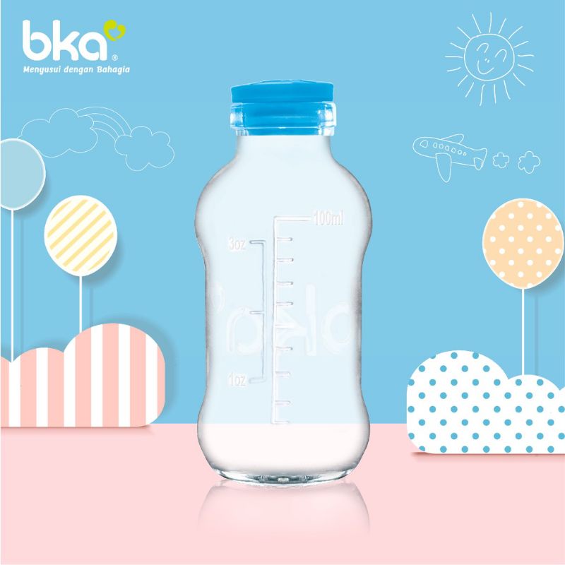 BKA Botol Kaca ASI Tutup Karet isi 16 pcs 100 ml Breastmilk Glass Bottle